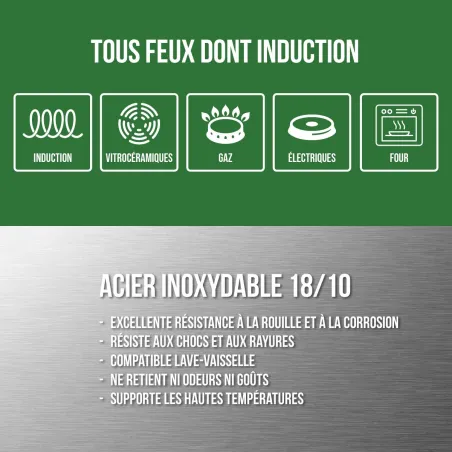 Braisière inox Ø50cm - Résistante et polyvalente