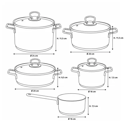 Kit cuisine 9 pièces inox - Induction & lave-vaisselle