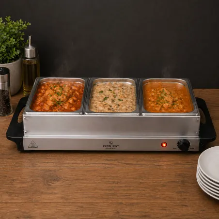 Chauffe-plat 3 bols 300W pour repas chaleureux