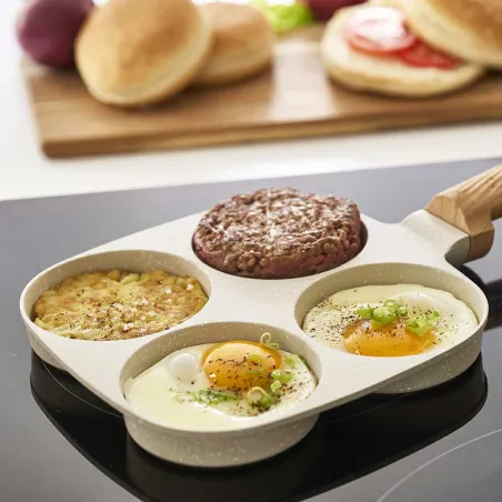 Poêle 4 cases pour cuissons simultanées 19x19 cm