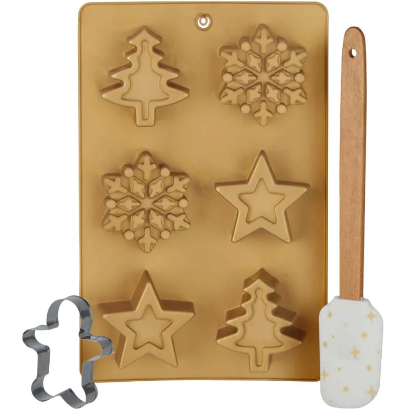 Kit pâtisserie Noël : moule silicone + spatule inox 26cm