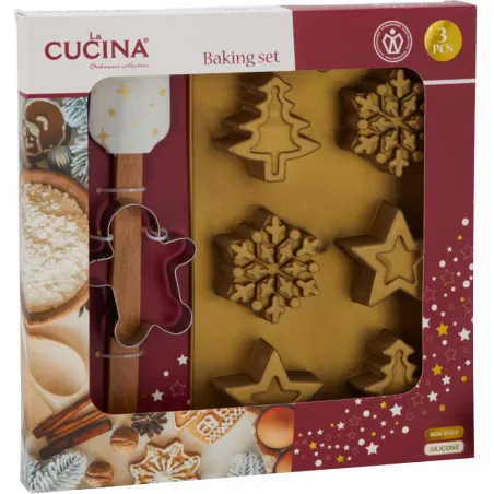 Kit pâtisserie Noël : moule silicone + spatule inox 26cm