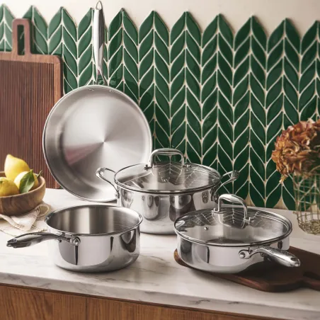 Casserole Tri-Ply 22cm - Acier inox 18/10 pour élevage et jardin