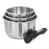 Lot 3 casseroles inox à manche amovible 16-20cm