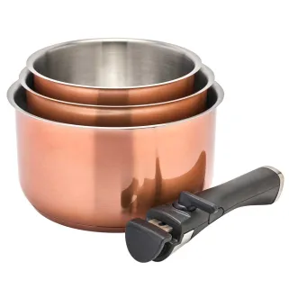 Lot 3 casseroles inox colorées 16-18-20cm pour extérieur