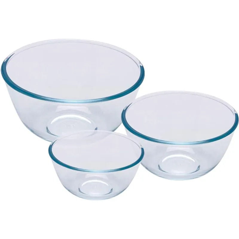 Lot de 3 bols Pyrex® 0,5L-1L-2L en verre borosilicaté
