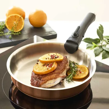 Set 3 poêles inox 20/24/26 cm + manche amovible