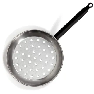 Poêle à marrons en acier Ø28cm - Manche long perforé