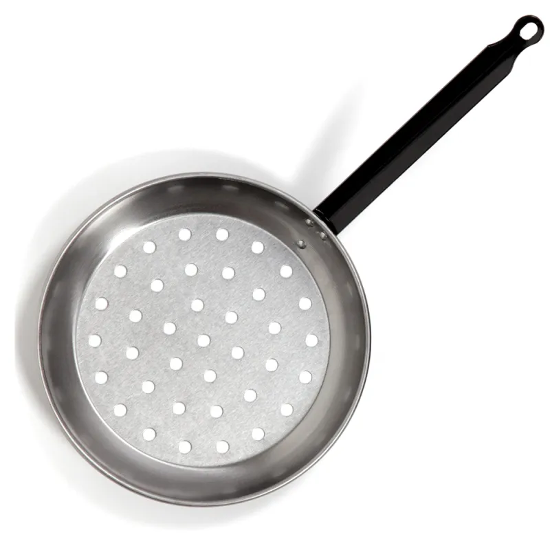 Poêle à marrons en acier Ø28cm - Manche long perforé