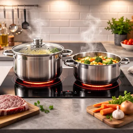 Marmite inox 24cm avec couvercle tous feux