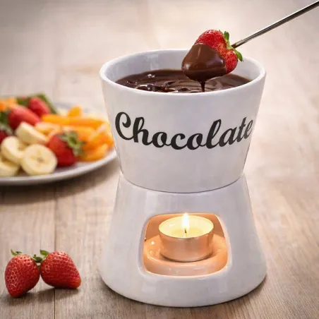Fondue chocolat outdoor en porcelaine 12x12x15 cm