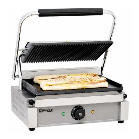 Grill panini rainuré-lisse 2200W - acier inox