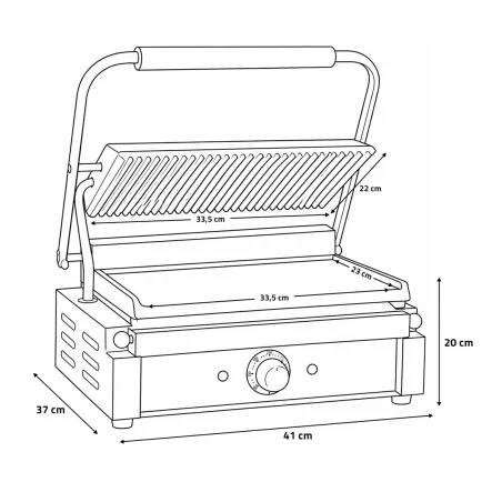 Grill panini rainuré-lisse 2200W - acier inox