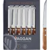 6 couteaux à steak inox - manche bois élégant et robuste