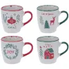 Set de 4 mugs Noël 200ml - Motifs festifs assortis