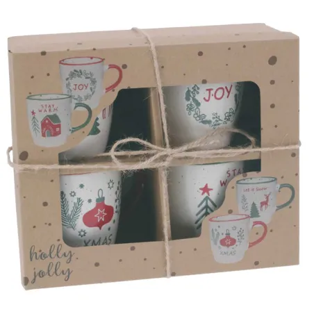 Set de 4 mugs Noël 200ml - Motifs festifs assortis