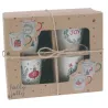 Set de 4 mugs Noël 200ml - Motifs festifs assortis