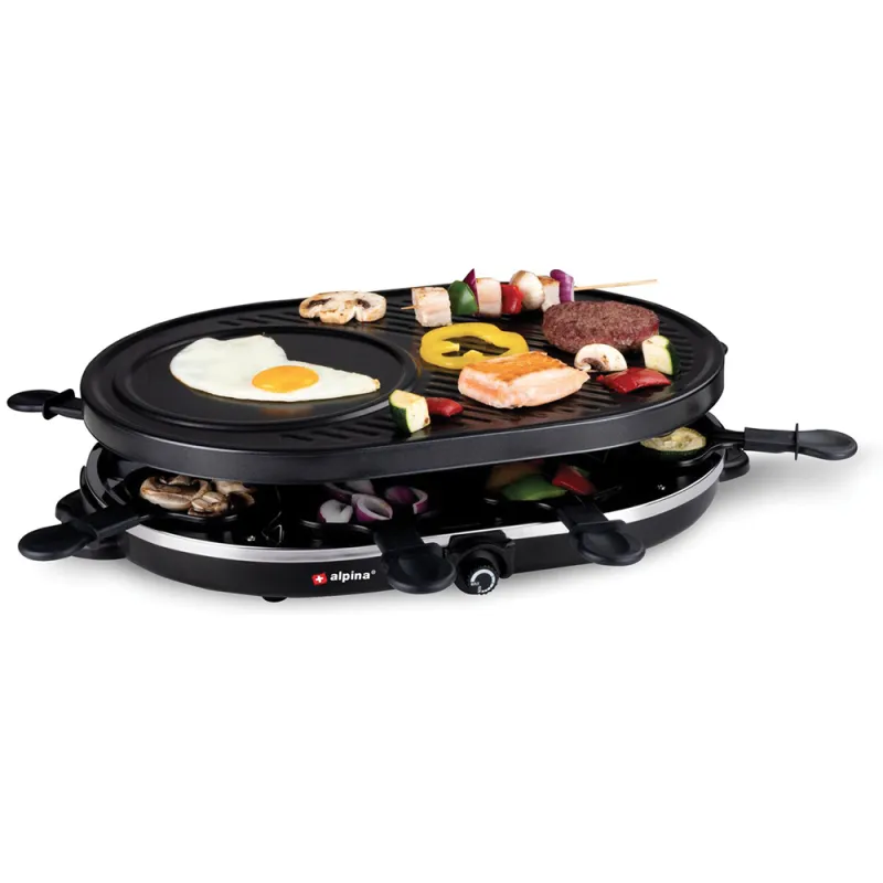 Appareil à raclette et grill 8 pers. 1200W - Alpina Gourmet