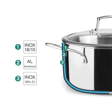 Faitout Trichef Lacor Ø24cm - Acier inoxydable durable