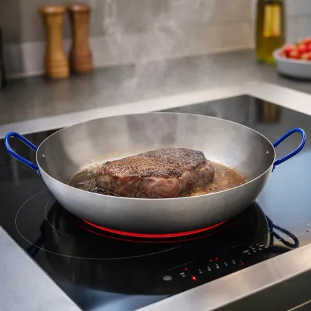 Poêle Lyonnaise acier poli 40cm - Cuisine authentique
