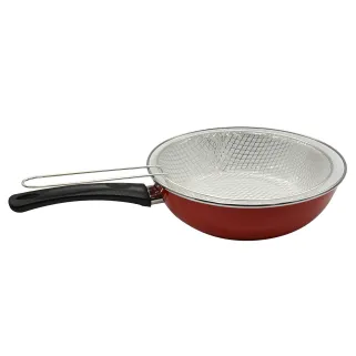 Poêle à friture 26 cm acier émaillé + panier égouttoir