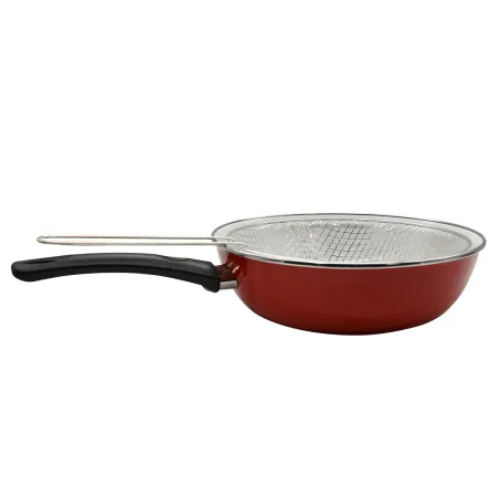 Poêle à friture 26 cm acier émaillé + panier égouttoir