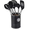 Kit 6 ustensiles cuisine inox + pot de rangement