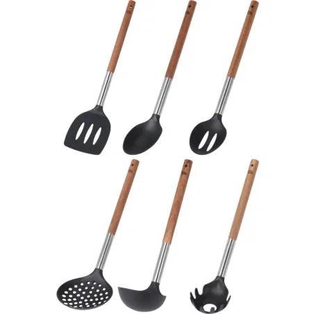 Kit 6 ustensiles cuisine inox + pot de rangement