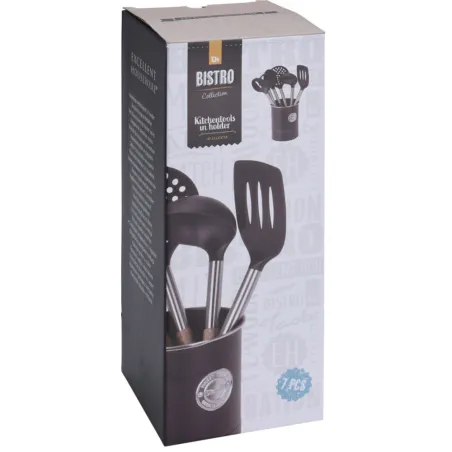 Kit 6 ustensiles cuisine inox + pot de rangement