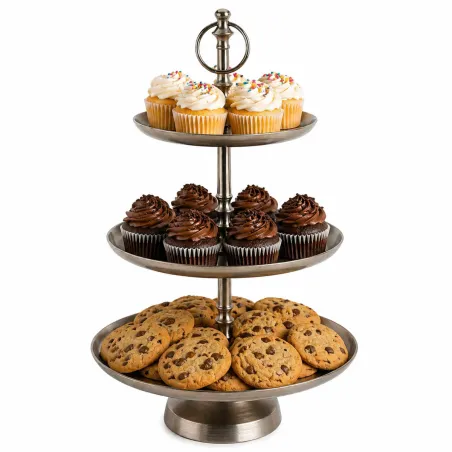 Présentoir 3 étages inox - Idéal pour buffets et réceptions