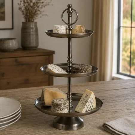 Présentoir 3 étages inox - Idéal pour buffets et réceptions