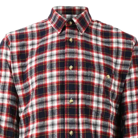 Chemise longue carreaux bordeaux en coton S à 4XL