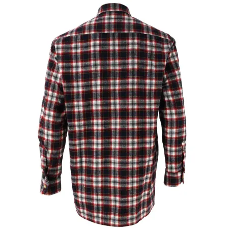 Chemise longue carreaux bordeaux en coton S à 4XL