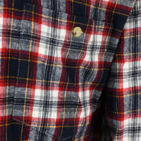 Chemise longue carreaux bordeaux en coton S à 4XL