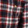 Chemise longue carreaux bordeaux en coton S à 4XL
