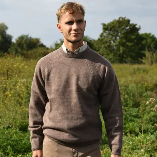 Pull laine col rond marron - Confort & style