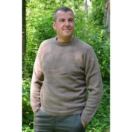 Pull laine col rond marron - Confort & style