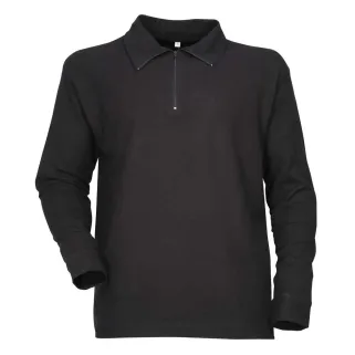 Chemise F1 coton noir 240g/m² - Col zippé, poignets ajustables