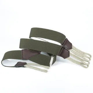 Bretelles kaki tressées réglables 120 cm - style vintage