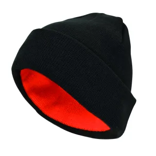 Bonnet chasse réversible noir/orange en acrylique