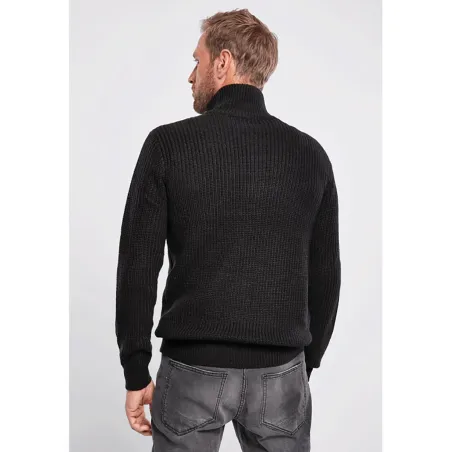 Pull Troyer Noir Brandit® - Col Camionneur Homme