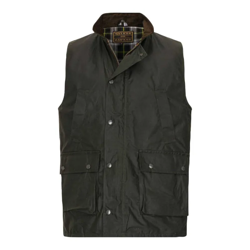 Gilet chasse Walker and Hawkes vert coton ciré 4 poches