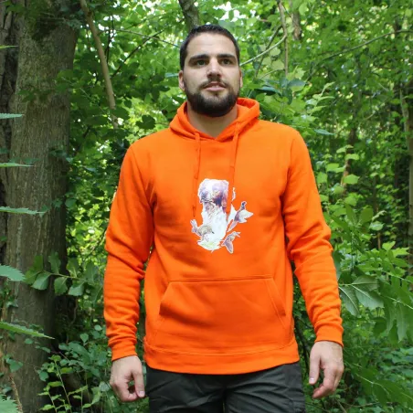 Sweat capuche épagneul Bartavel® orange vif 50% coton