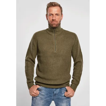 Pull homme olive col camionneur - Style militaire Brandit®