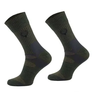 Chaussettes mi-hautes kaki laine mérino - chasse & élevage