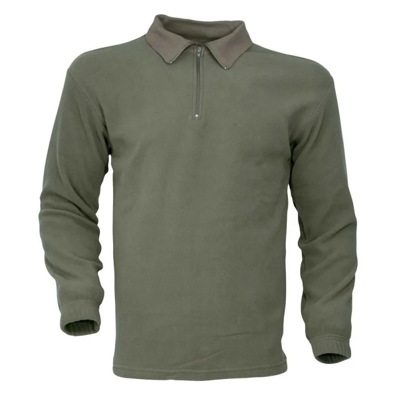 Chemise polaire F1 kaki 220g/m² col zippé polyester