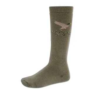 Chaussettes montantes kaki motifs cerf/canard