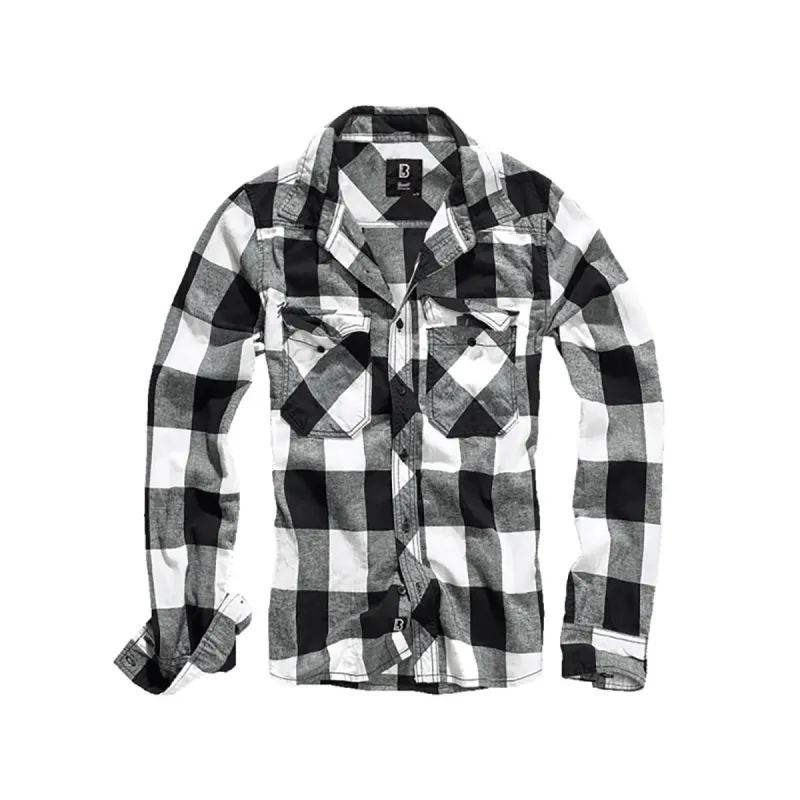 Chemise homme Brandit® carreaux noir/blanc - flanelle coton