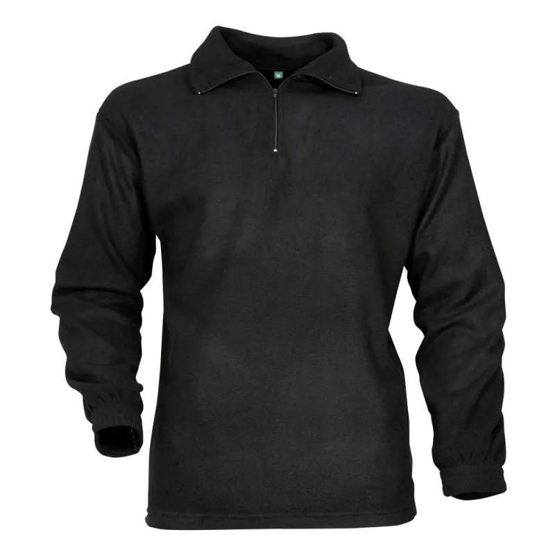 Chemise polaire F1 noire 220g/m² col zippé polyester