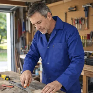 Blouse homme Limeur LMA® coton bleu - 240 g/m² manches longues